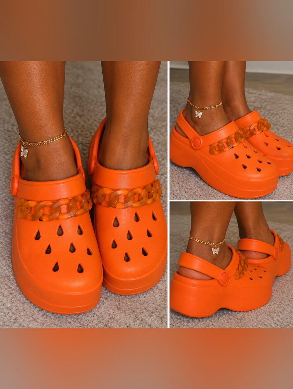 Jibbitz Orange Chain Clogs US 6